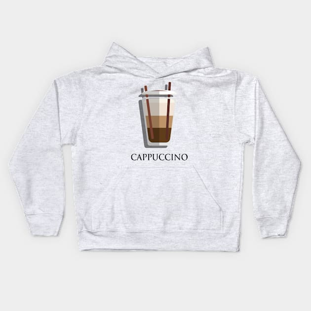 Iced Cold Cappuccino coffee front view flat design style Kids Hoodie by FOGSJ